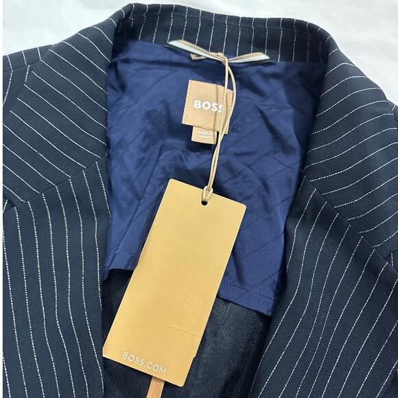 NWT Boss Women’s 12 Jocalua Pinstripe Blazer Navy Academia Preppy Office Career - Picture 5 of 8